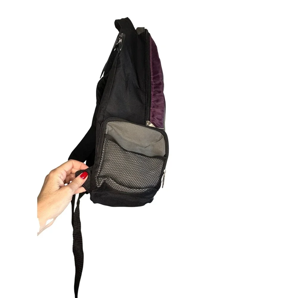 ProSport Backpack‎ Gray Purple Black Multi Pocket Sporty School Travel